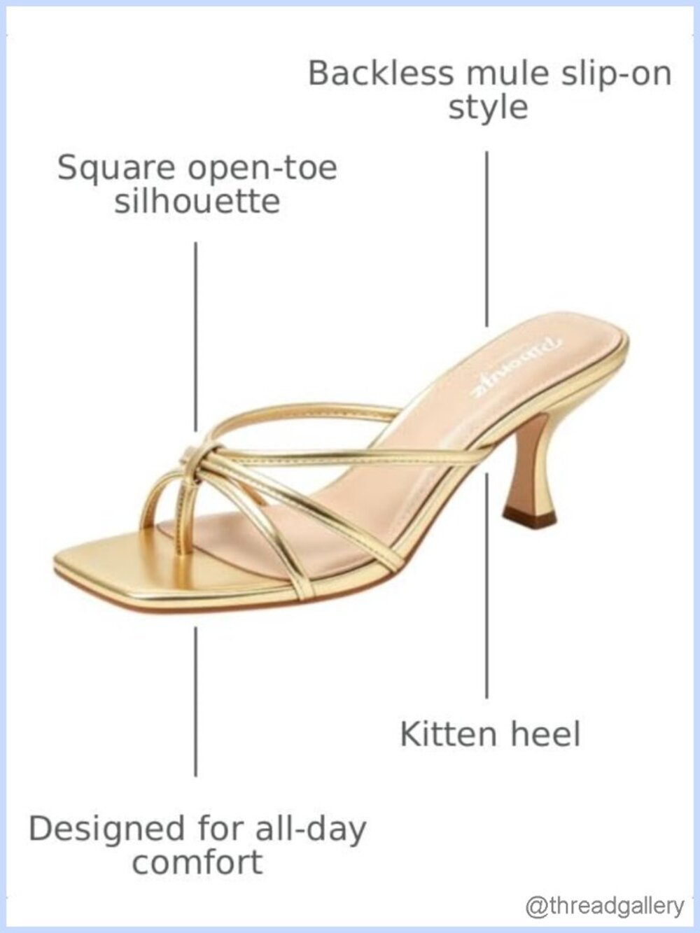 Kitten Heel Mule Sandals Square Open Toe Strappy Slip On Dress Shoes - Picture 2 of 6